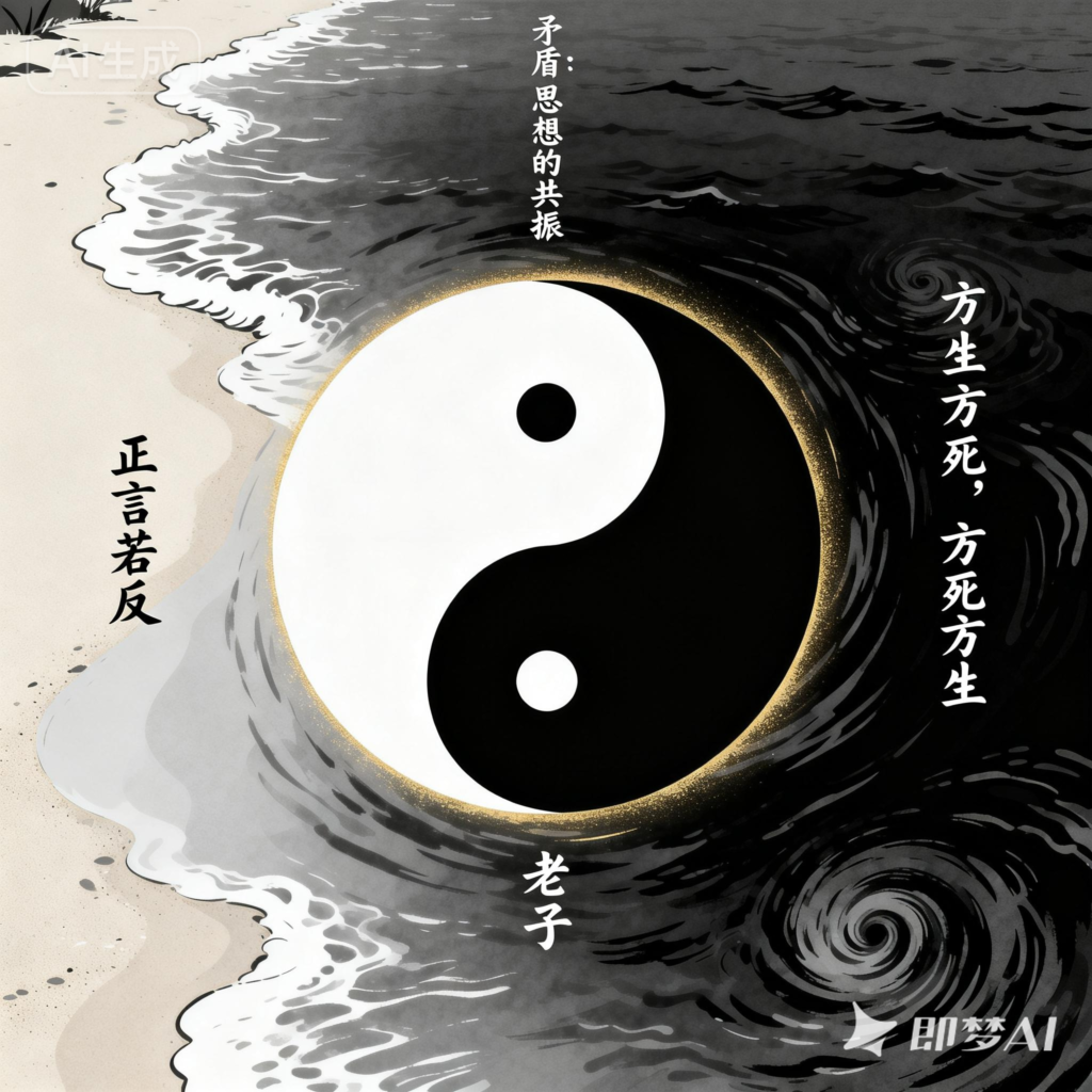 真正的矛盾并非逻辑的短路，而是思想的共振。它如同太极图中的阴阳鱼，在黑白交织间勾